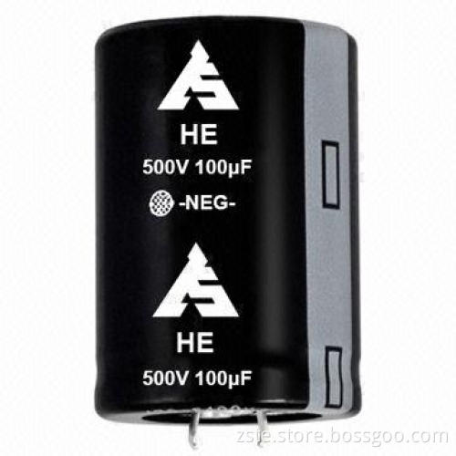 New product snap-in aluminum electrolytic capacitor with high ripple, 500V, 100uf, 3000h